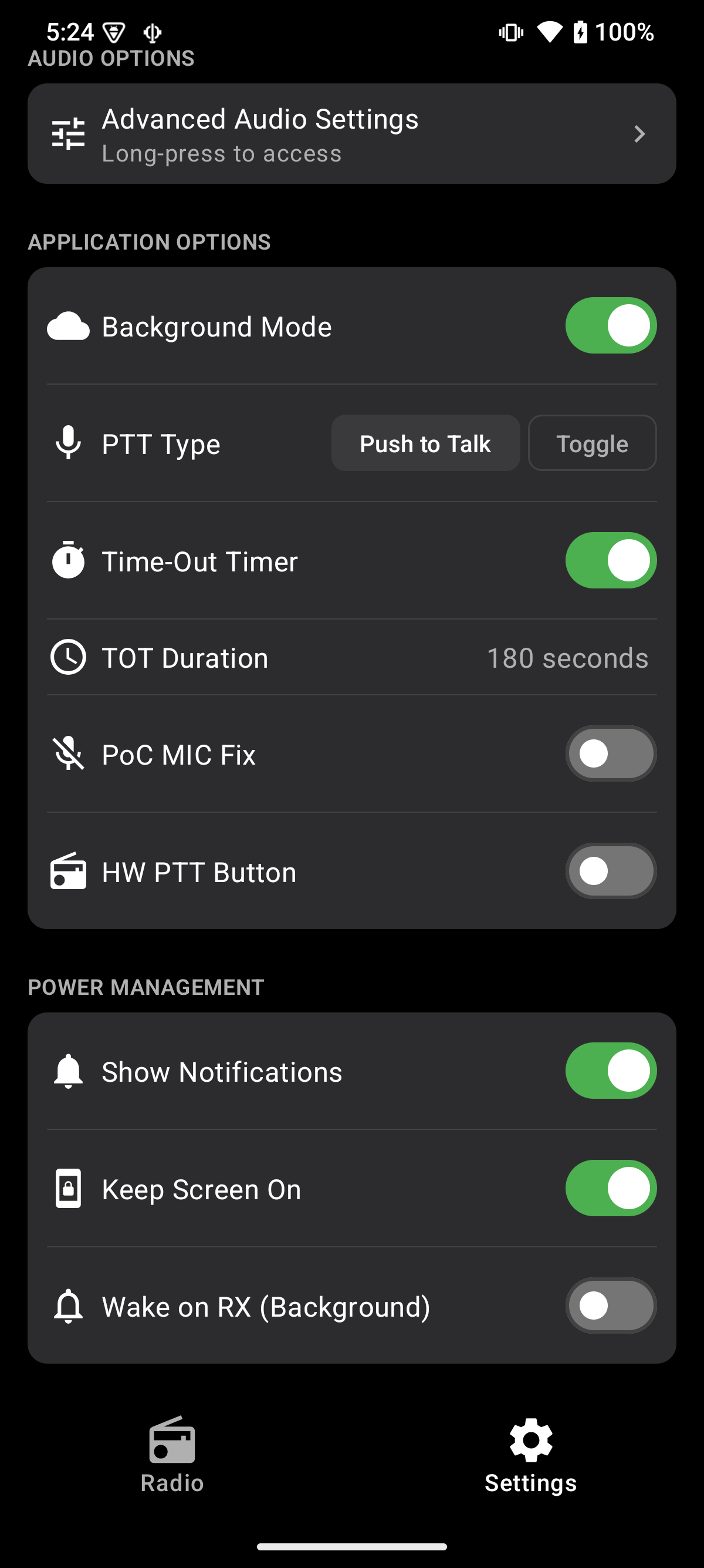 Application Settings