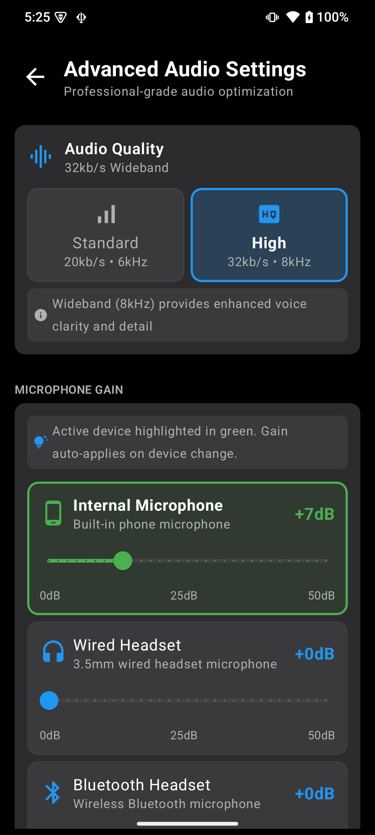 Advanced Audio Settings